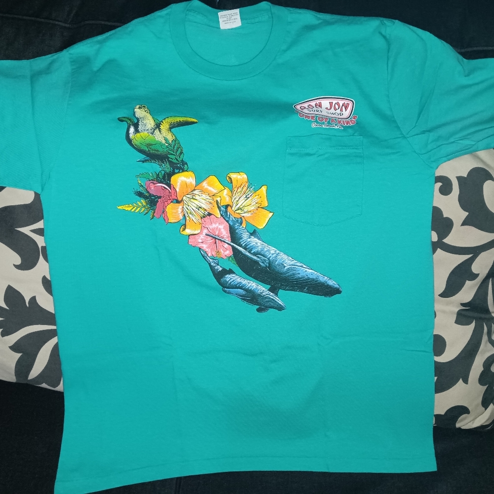 Vintage Ron Jon  Shirt Size XL TEAL Cocoa Beach 1991